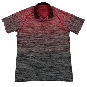 Lululemon Metal Vent Tech Polo Mens Large Dark Red Stripe M3BBBS Athletic Golf